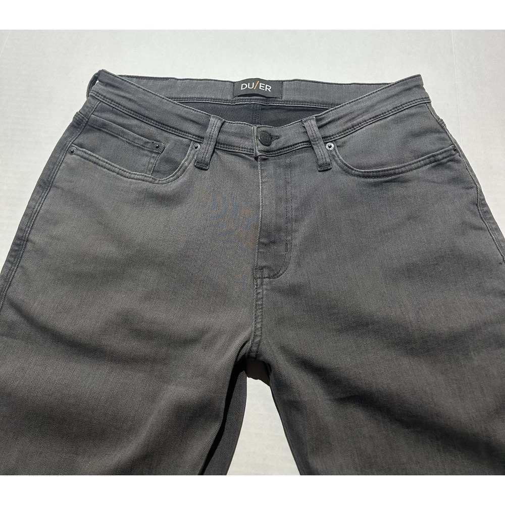 DU/ER Jeans Mens Size 33x34 Grey Denim L2X Relaxed Taper 5-Pocket Stretch EUC - Picture 2 of 11